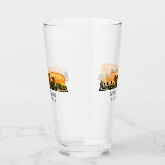 Fort Lauderdale Skyline & Coordinates Glas (Links)