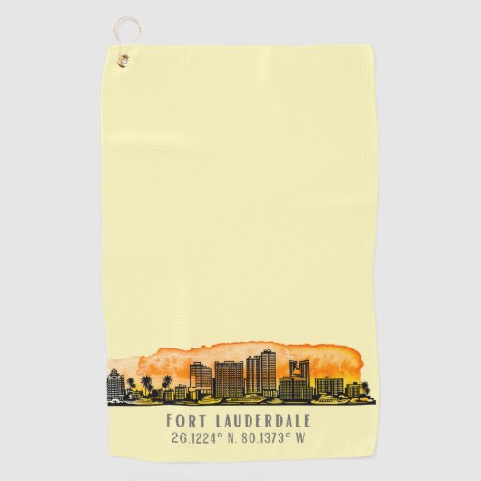 Fort Lauderdale Skyline & Coordinates Golfhandtuch (Vorderseite)