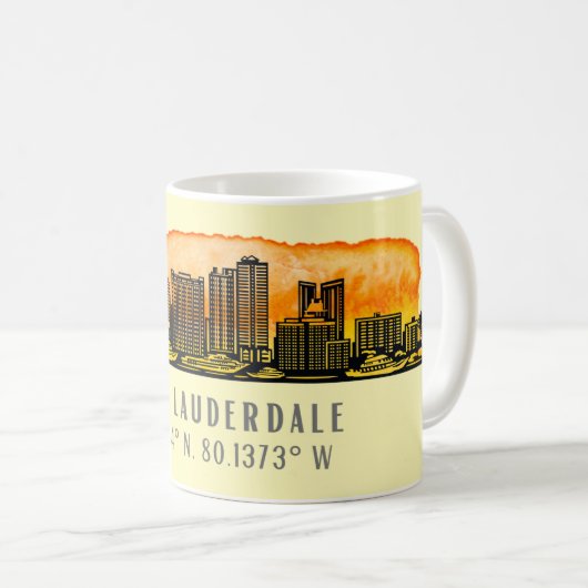 Fort Lauderdale Skyline & Coordinates Kaffeetasse (VorderseiteRechts)
