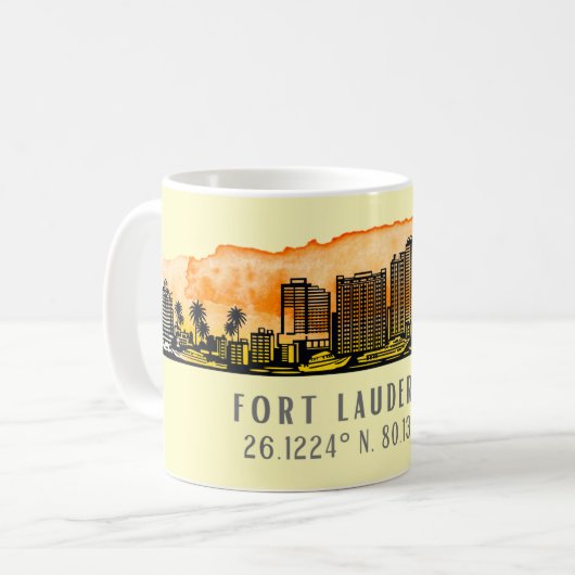 Fort Lauderdale Skyline & Coordinates Kaffeetasse (Vorderseite Links)