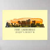Fort Lauderdale Skyline & Coordinates Poster (Vorne)