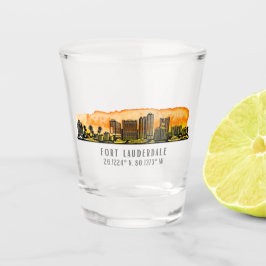 Fort Lauderdale Skyline & Coordinates Schnapsglas