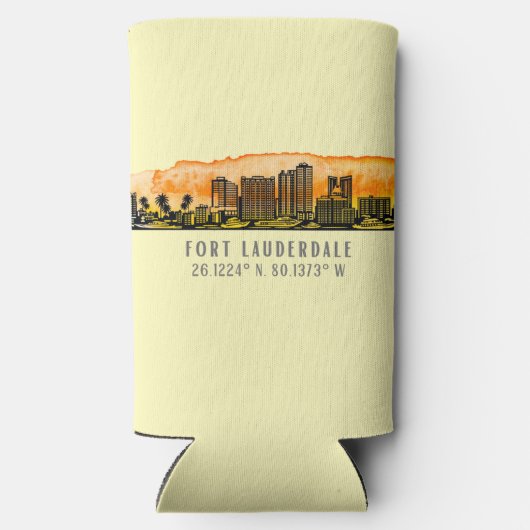 Fort Lauderdale Skyline & Coordinates Selters Dosenkühler (Rückseite)