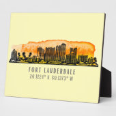 Fort Lauderdale Skyline & Coordinates Tabletop Fotoplatte (Seite)