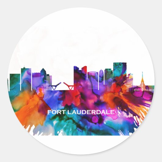 Fort Lauderdale Skyline Runder Aufkleber (Vorderseite)