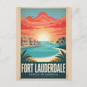 Fort Lauderdale Vintage Florida Reiseplakat Postkarte
