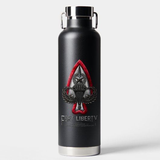 Fort Liberty Black 32 oz Vakuum Insullierte Flasch Trinkflasche (Vorderseite)