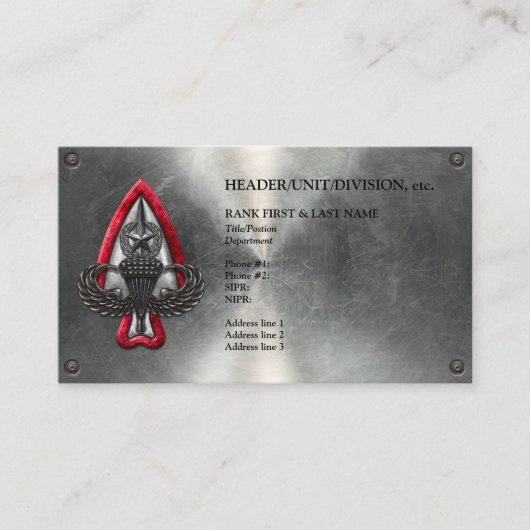 Fort Liberty Customizable Metallic Business Card Visitenkarte (Vorderseite)