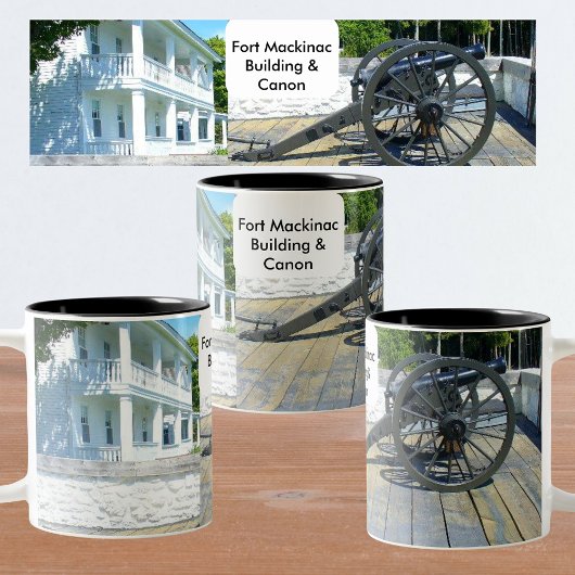 Fort Mackinac Gebäude & Canon auf Mackinac Island Zweifarbige Tasse