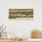 Fort Madison, IA Panorama Karte - 1888 Poster (Küche)