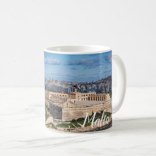 Fort Manoel und Sliema aus Valletta, Malta Kaffeetasse (VorderseiteRechts)