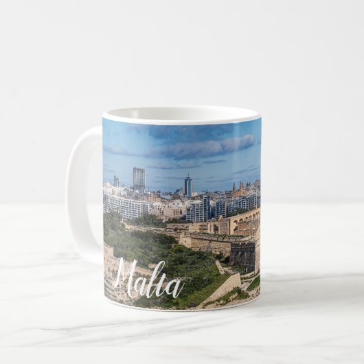 Fort Manoel und Sliema aus Valletta, Malta Kaffeetasse (Vorderseite Links)