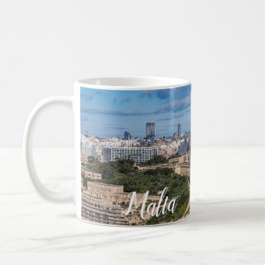 Fort Manoel und Sliema aus Valletta, Malta Kaffeetasse (Links)