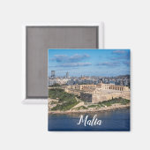 Fort Manoel und Sliema aus Valletta, Malta Magnet (Vorderseite/Rückseite)