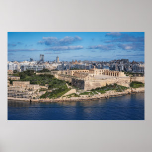 Fort Manoel und Sliema aus Valletta, Malta Poster