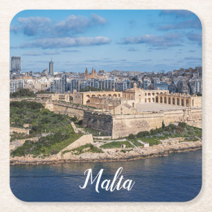 Fort Manoel und Sliema aus Valletta, Malta Rechteckiger Pappuntersetzer