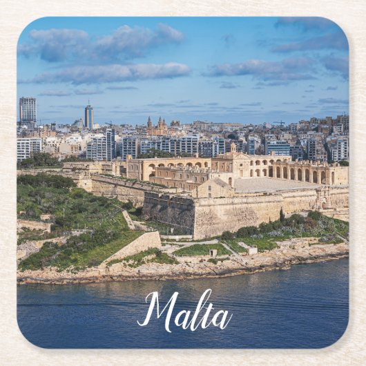 Fort Manoel und Sliema aus Valletta, Malta Rechteckiger Pappuntersetzer (Vorderseite)