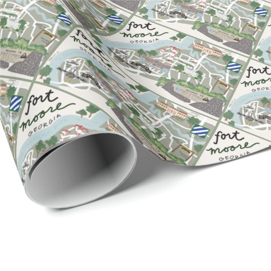 Fort Moore Map Gift Wrap Geschenkpapier (Rolleneckpunkt)