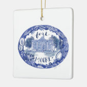 Fort Moore Riverside Chinoiserie Weihnachtsnachtsn Keramikornament (Links)