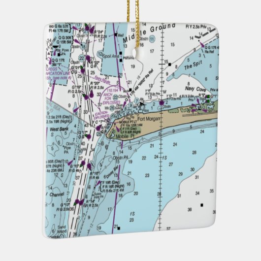 Fort Morgan AL Nautical Chart Keramikornament (Rechts)
