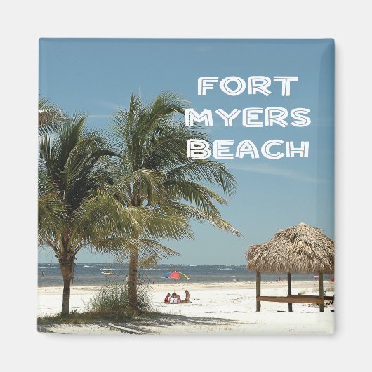Fort Myers Beach Florida Beach Szene mit Palmen Magnet (Vorne)