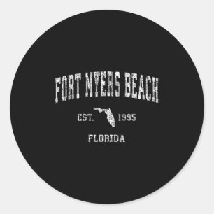 Fort Myers Beach Florida Fl Vintage Athletik Sport Runder Aufkleber
