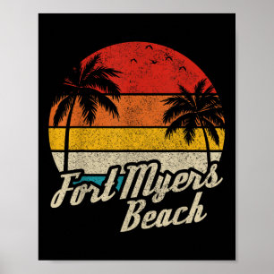 Fort Myers Beach Florida Fl Vintage Sonnenuntergan Poster