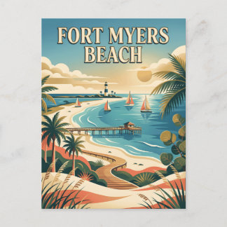 Fort Myers Beach Florida Golfküste Vintage Poster Postkarte
