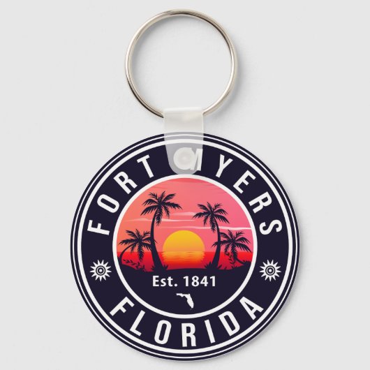 Fort Myers Beach Florida Retro Sunset Souvenirs Schlüsselanhänger (Vorderseite)
