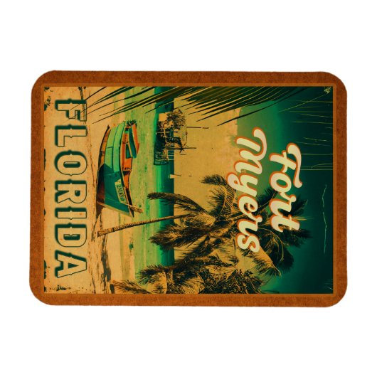 Fort Myers Beach Retro Florida Retro Souvenir 80er Magnet (Horizontal)