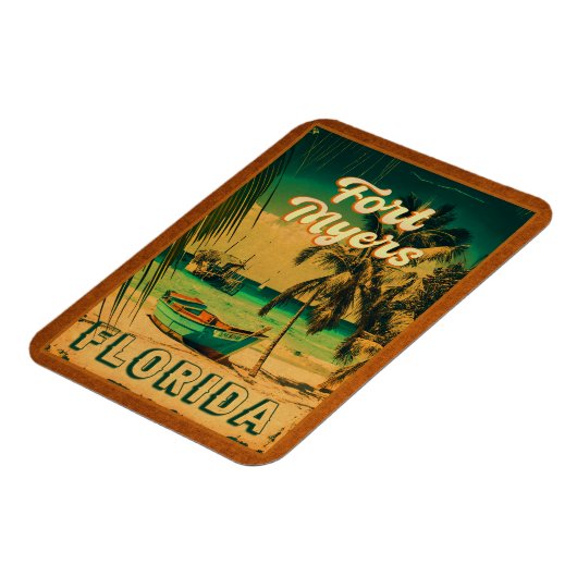Fort Myers Beach Retro Florida Retro Souvenir 80er Magnet (Linke Seite)