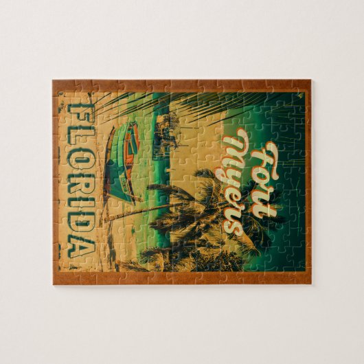 Fort Myers Beach Retro Florida Retro Souvenir 80er Puzzle (Horizontal)