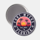 Fort Myers Beach Retro - Florida Retro Souvenir Magnet (Vorderseite/Rückseite)
