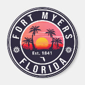 Fort Myers Beach Retro - Florida Retro Souvenir Magnet (Vorne)