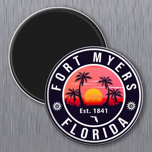 Fort Myers Beach Retro - Florida Retro Souvenir Magnet