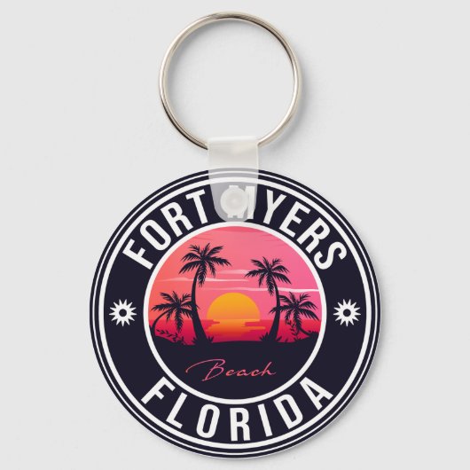 Fort Myers Beach Retro - Florida Souvenirs Keychai Schlüsselanhänger (Vorderseite)
