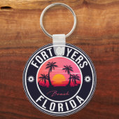 Fort Myers Beach Retro - Florida Souvenirs Keychai Schlüsselanhänger (Vorderseite)