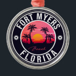 Fort Myers Beach Retro - Florida Souvenirs Ornament Aus Metall<br><div class="desc">Fort Myers Beach Design. Sonnenuntergang Design mit Ihrem Lieblings-Florida Strand und Meer,  geeignet für US-Strandliebhaber vor allem,  die Liebe Fort Myers Beach.</div>