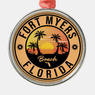 Fort Myers Beach Retro - Florida Souvenirs Ornament Aus Metall