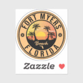 Fort Myers Beach Retro - Florida Souvenirs Sticker (Blatt)