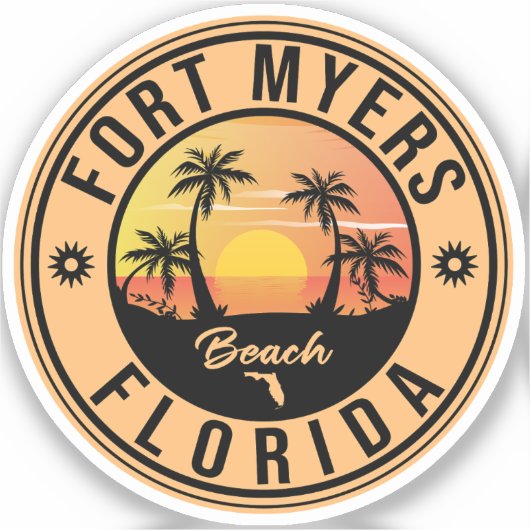 Fort Myers Beach Retro - Florida Souvenirs Sticker (Vorderseite)