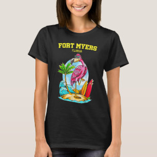 Fort Myers Flamingo Ozeanwelle Surfbrett T-Shirt