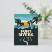 Fort Myers Florida Beach - Retro Sunset 60er Postkarte (Stehend Vorderseite)