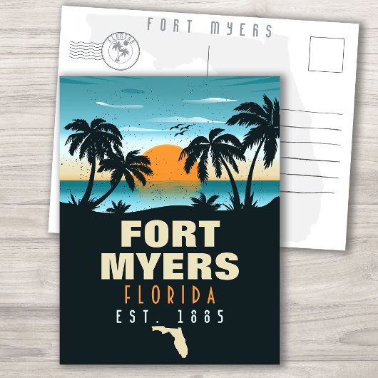 Fort Myers Florida Beach - Retro Sunset 60er Postkarte