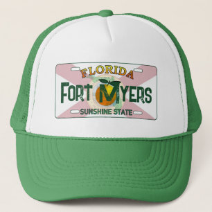 Fort Myers Florida-Flaggenschild, auf dem Truckerkappe