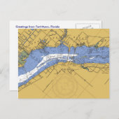 Fort Myers, Florida Nautical Harbour Chart Postcar Postkarte (Vorne/Hinten)