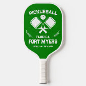 Fort Myers Florida US Green und White Custom Pickleball Schläger (Vorderseite)