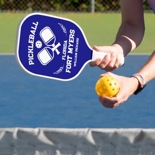 Fort Myers Florida US Navy Blue Custom Pickleball Schläger (InSitu)