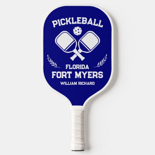 Fort Myers Florida US Navy Blue Custom Pickleball Schläger (Vorderseite)