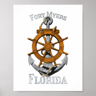 Fort Myers Florida Vacation Nautical Anchor Helm S Poster